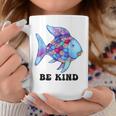 Be Kind Rainbow Fish Teacher Life Teaching Back To School Coffee Mug Funny Gifts