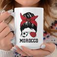 Moroccan Soccer Girl Mom Messy Bun Morocco Football Fan Coffee Mug Unique Gifts