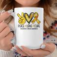 Peace Love Cure Childhood Cancer Awareness Gold Ribbon Coffee Mug Funny Gifts