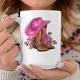 Pink Cowgirl Hat Cowgirl Boots Western Cowhide Rose Flowers Coffee Mug Unique Gifts
