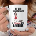 Never Underestimate A Woman With A Wiener Dachshund Coffee Mug Funny Gifts
