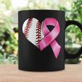 Baseball Heart Pink Ribbon Warrior Breast Cancer Awareness Coffee Mug Gifts ideas