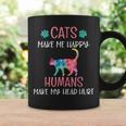 Cats Make Me Happy Cat Mom Kitten Lover Rainbow Coffee Mug Gifts ideas