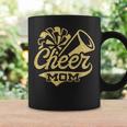 Cheer Mom Biggest Fan Cheerleader Black Yellow Gold Pom Pom Coffee Mug Gifts ideas