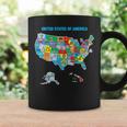 Colorful United States Of America Map Us Landmarks Icons Coffee Mug Gifts ideas