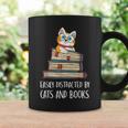 Easily Distracted By Cats And Books Cat & Book Lover Coffee Mug Gifts ideas