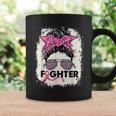 Fighter Messy Bun Pink Warrior Breast Cancer Awareness Coffee Mug Gifts ideas