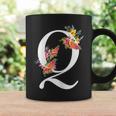 Floral Alphabet Letter First Name With Q Flower Coffee Mug Gifts ideas