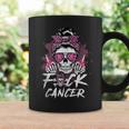Fuck Breast Cancer Warrior Pink Ribbon Messy Bun Hair Coffee Mug Gifts ideas