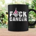 Fuck Cancer Skeleton Middle Breast Cancer Warrior Octocber Coffee Mug Gifts ideas