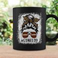 Game Day Leopard Messy Bun Mom Football Lover Bleached Coffee Mug Gifts ideas