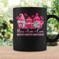 Gnome Peace Love Cure Pink Ribbon Breast Cancer Awareness Coffee Mug Gifts ideas