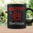 Happy Pawlidays Buffalo Plaid Paw Christmas Puppy Dog Lover Coffee Mug Gifts ideas