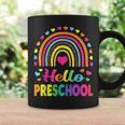 Hello Preschool Teacher Leopard Rainbow Back To School Coffee Mug Gifts ideas