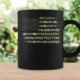 Husband Daddy Protector Hero Fathers Day Camo American Flag Coffee Mug Gifts ideas