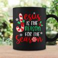 Jesus Is The Reason For The Season Christmas Xmas Candy Cane Coffee Mug Gifts ideas