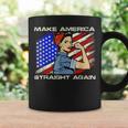 Masa Make America Straight Again Strong Woman American Flag Coffee Mug Gifts ideas