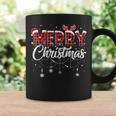 Merry Christmas Buffalo Plaid Red Santa Hat Xmas Pajamas Coffee Mug Gifts ideas