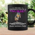 Never Underestimate A Nurse Who Loves Dachshund Dog Funny Coffee Mug Gifts ideas