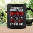 Never Underestimate Firefighter With Fishing Rod Gift Gift For Mens Coffee Mug Gifts ideas