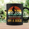 Never Underestimate Funny Quote An Old Man On A Bicycle Retr Coffee Mug Gifts ideas