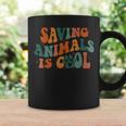 Retro Groovy Saving Animals Is Cool Veterinarian Vet Tech Coffee Mug Gifts ideas