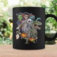 Skeleton Zombie Riding MummyRex Halloween Pumpkin Coffee Mug Gifts ideas