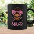 Support Squad Breast Cancer Awareness Messy Bun Black Woman Coffee Mug Gifts ideas