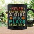 Never Underestimate A Girl Who Plays Basketball Retro Coffee Mug Gifts ideas