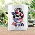 4Th Of July American Mama Messy Bun Mom Life Patriotic Mom Gifts For Mom Funny Gifts Coffee Mug Gifts ideas