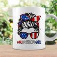 All American Girl 4Th Of July Women Messy Bun Usa Flag Coffee Mug Gifts ideas