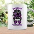 In August We Wear Purple Ribbon Overdose Awareness Messy Bun Coffee Mug Gifts ideas
