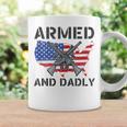 Funny Fathers Day Pun Us Flag Deadly Dad Armed And Dadly Coffee Mug Gifts ideas