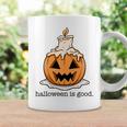 Halloween Is Good And Life Spooky Pumpkin Candle Halloween Coffee Mug Gifts ideas