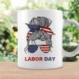 Happy Labor Day For All Workers Messy Bun American Flag Coffee Mug Gifts ideas