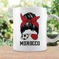Moroccan Soccer Girl Mom Messy Bun Morocco Football Fan Coffee Mug Gifts ideas