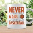 Never Underestimate A Girl Who Plays Basketball Funny Sports Basketball Funny Gifts Coffee Mug Gifts ideas