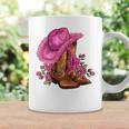 Pink Cowgirl Hat Cowgirl Boots Western Cowhide Rose Flowers Coffee Mug Gifts ideas
