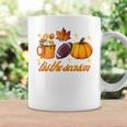Tis The Season Pumpkin Leaf Latte Fall Thanksgiving Football Latte Coffee Mug Gifts ideas
