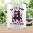 Witches In October We Wear Pink Autumn Fall Breast Cancer Coffee Mug Gifts ideas