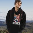 4Th Of July Meowica American Flag Cat Hoodie Lifestyle