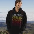Cassidy Retro Wordmark Pattern Vintage Style Hoodie Lifestyle