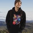 Cute Christmas Cats In Space Ornaments Graphic Hoodie Lifestyle