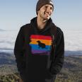 Ferret Shadow Silhouette With Colorful Flag Hoodie Lifestyle