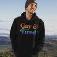 Gay And Tired Lgbtqia Retro Aesthetic Lesbian Pride Flag Hoodie Lifestyle