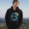 Grey Wolf Hunting Grounds Icy Moon Forest Galaxy Hoodie Lifestyle