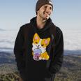 Kawaii Corgi Loves Bubble Tea Funny Bobas Welsh Dog Hoodie Lifestyle