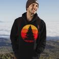 Lone Forest Rocky Mountain Pine Tree With Vintage Retro Sun Hoodie Lifestyle