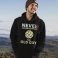 Never Underestimate Old Guy Volleyball Coach Dad Grandpa Men Gift For Mens Hoodie Lifestyle