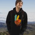 Peace Love Turkey Grateful Turkey Hand Sign Thanksgiving Hoodie Lifestyle